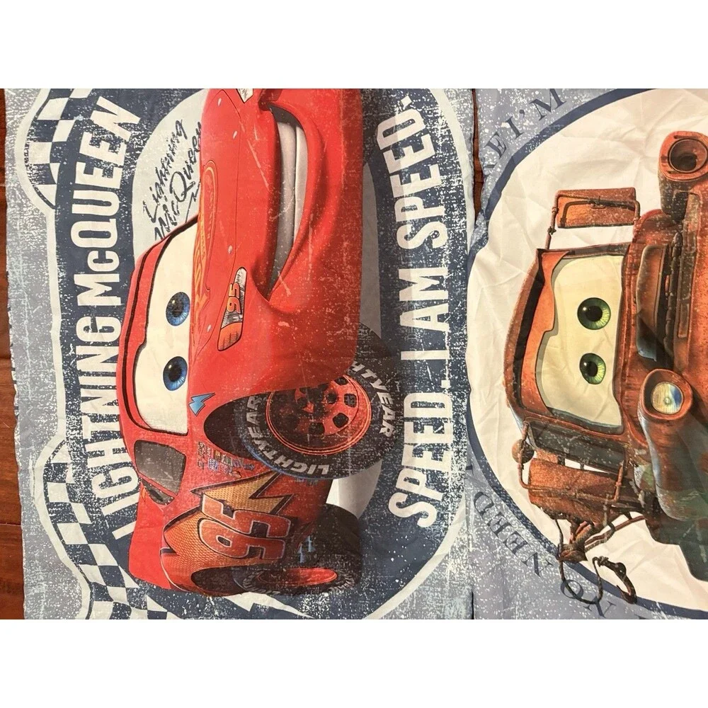 Disney Pixar Cars Standard Pillow Case Lightening McQueen Mater Set Of 2 Reverse